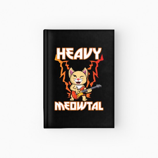 Heavy Meow Metal Music Lover Guitar Kawaii Cat Hardcover Journal