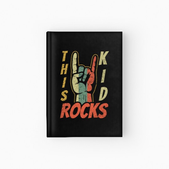 Vintage Retro Rock Sign Rock Hand Metal Kid Rocker Hardcover Journal