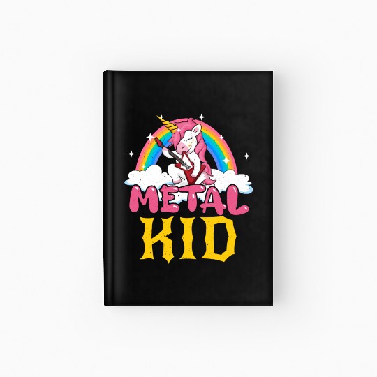 Guitar Unicorn Rainbow Metal Music Heavy Rock Hardcover Journal