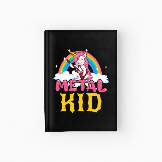 Guitar Unicorn Rainbow Metal Music Heavy Rock Hardcover Journal
