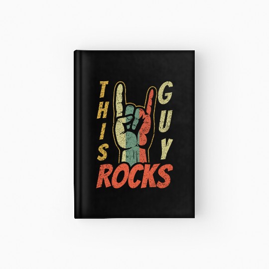 Vintage Retro Rock Sign Rock Hand Metal Guy Rocker Hardcover Journal