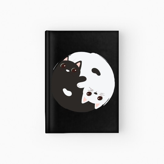 ying yang cat Hardcover Journal