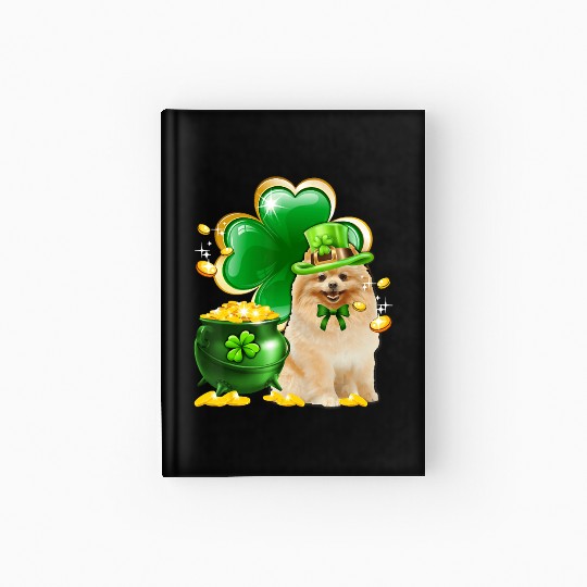 Pomeranian Dog Shamrock St Patricks Day Hardcover Journal