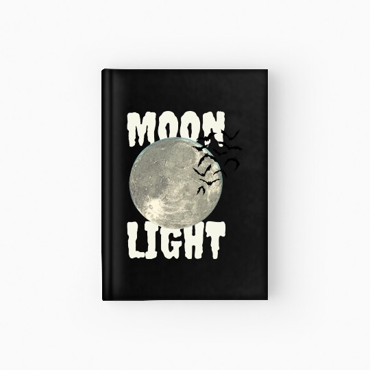 Dark Green Illustrated Moon Light Bat Hardcover Journal