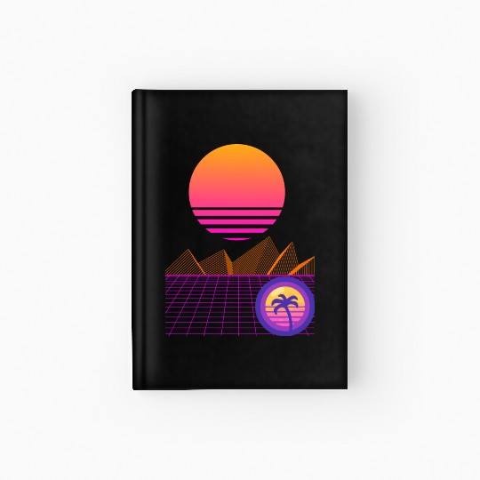 Synthwave Mountain Hardcover Journal