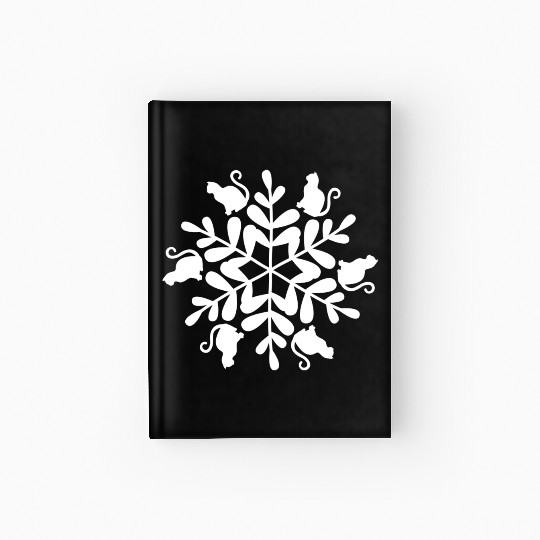 Cats Snowflake Christmas Winter Snow Holiday Kitty Hardcover Journal