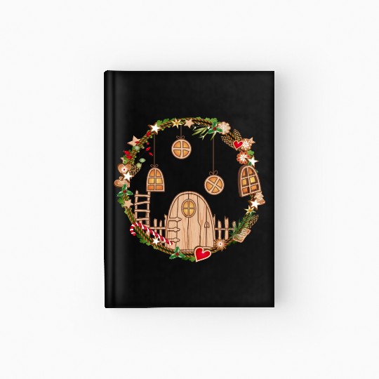 Elf door in Christmas wreath for Christmas Hardcover Journal