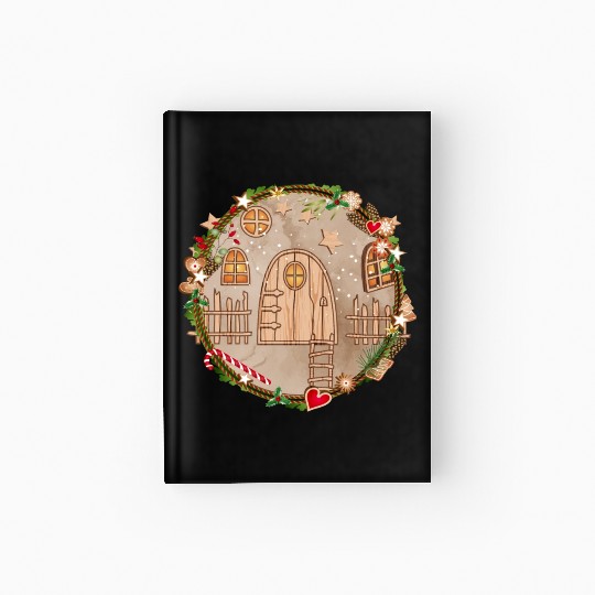 Elf door in Christmas wreath for Christmas Hardcover Journal