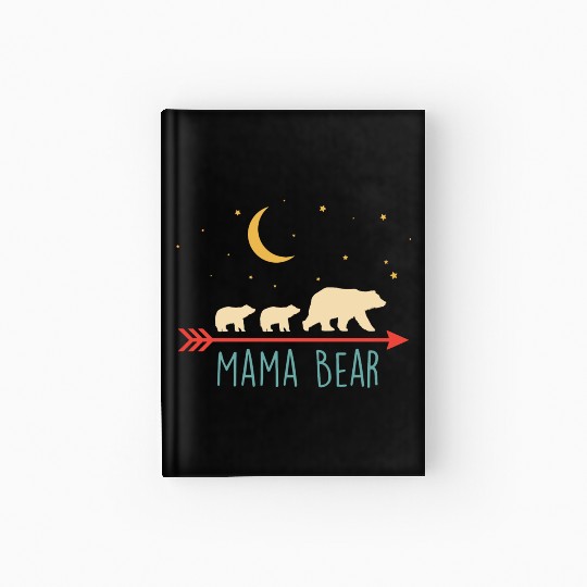 Retro Mama Bear With 2 Cubs Hardcover Journal