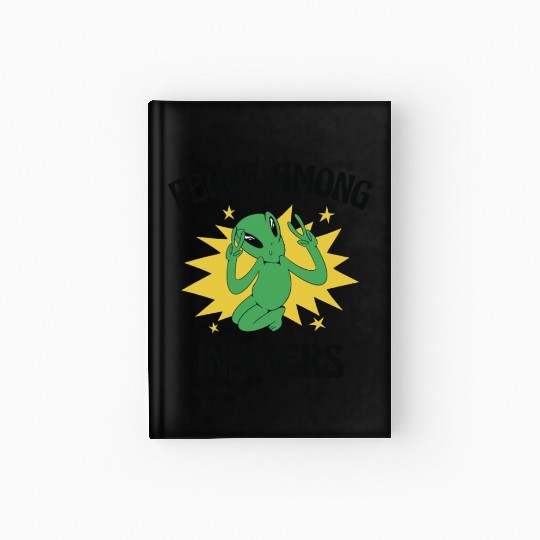 Alien Peace Alien Head Martian Space Outsider Hardcover Journal