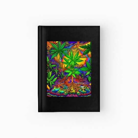 Psychedelic Colorful Cannabis Hardcover Journal