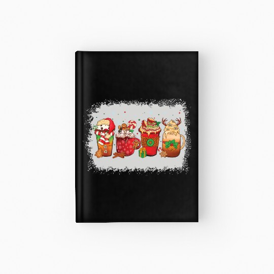 Christmas Coffee Cup Bleached Hardcover Journal