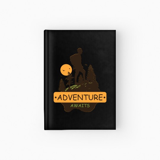 Adventure awaits print brown Hardcover Journal