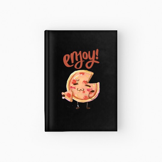 Enjoy funny pizza sticker , stimulate , pastries Hardcover Journal
