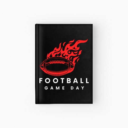 Red Football On Fire Game Day , football fan Hardcover Journal .