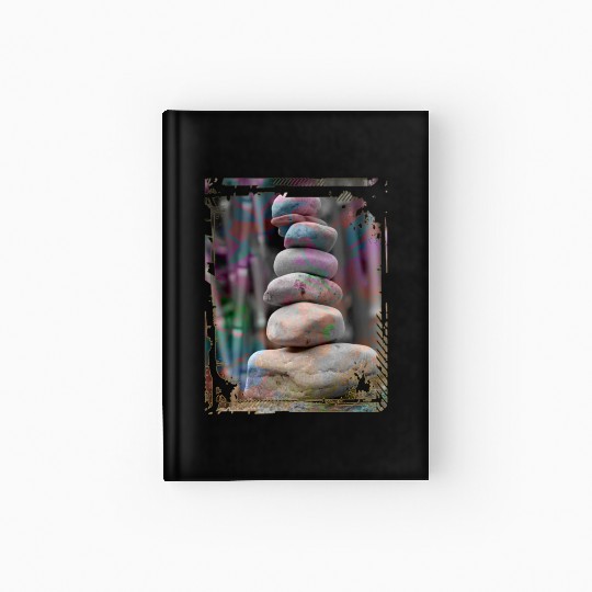Japan Zen Buddhism Balancing Stones Rocks Bamboo Hardcover Journal
