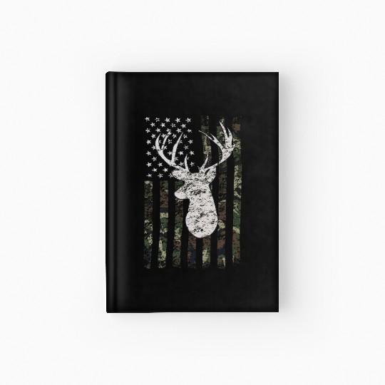 Buck Deer Hunting Camouflage Flag Hunter Hardcover Journal