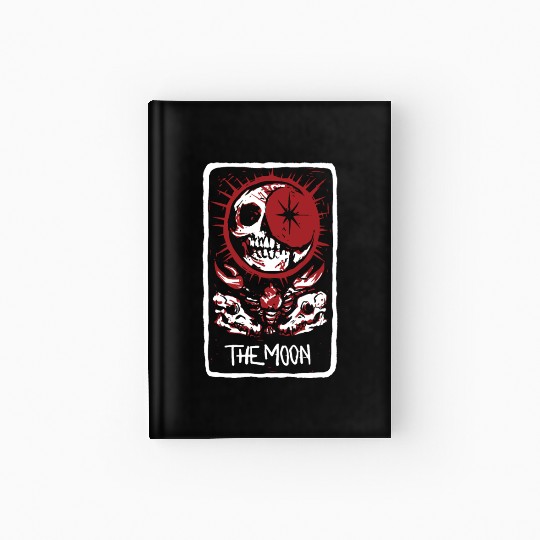 The Moon Blood Red Skeleton Skull Tarot Card Hardcover Journal