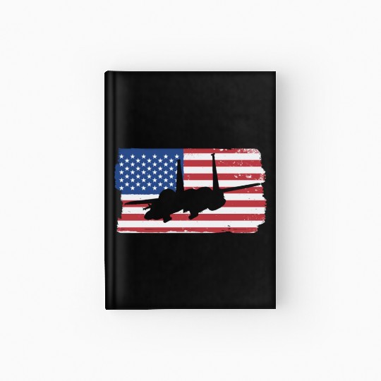 F-15 Eagle Fighter Jet American Flag F15 Eagle Hardcover Journal