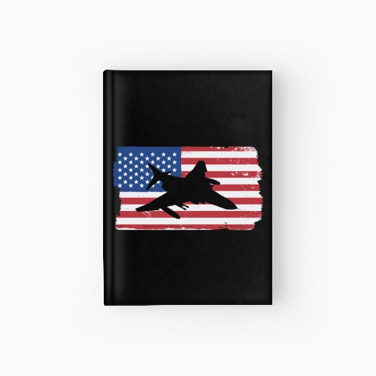 F-4 Phantom Fighter Jet American Flag F4 Phantom Hardcover Journal