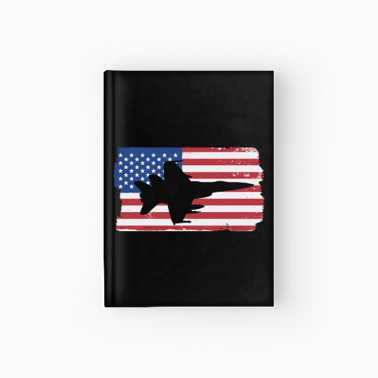 F-18 Hornet Fighter Jet American Flag F18 Hornet Hardcover Journal