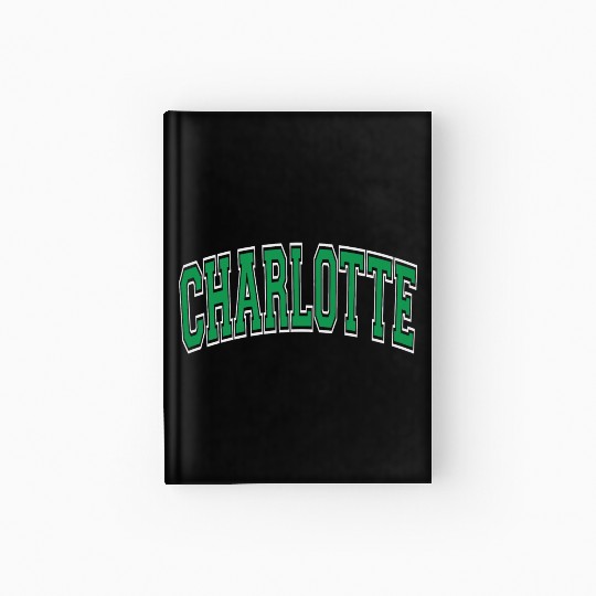 Charlotte Varsity Style Green Text Hardcover Journal