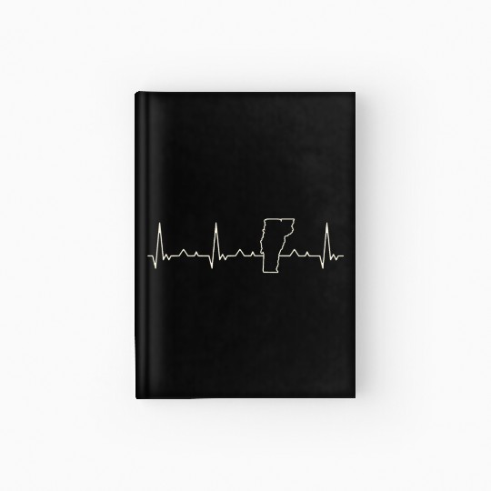 Vermont State USA. Heart. Love. EKG. Pulse. Beat. Hardcover Journal