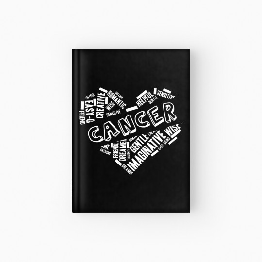 Cancer Heart Word Cloud Doodle Astrology Zodiac St Hardcover Journal
