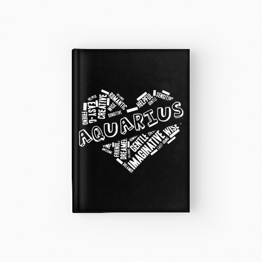 Aquarius Heart Word Cloud Doodle Astrology Zodiac Hardcover Journal