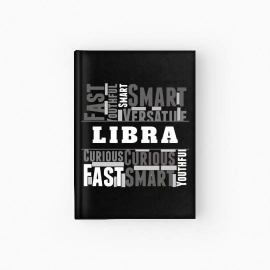 Libra Zodiac Star Sign Word Cloud Square Monochrom Hardcover Journal