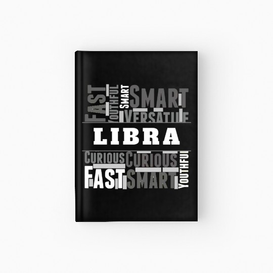 Libra Zodiac Star Sign Word Cloud Square Monochrom Hardcover Journal