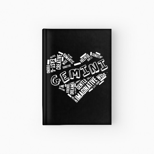 Gemini Heart Word Cloud Doodle Astrology Zodiac St Hardcover Journal