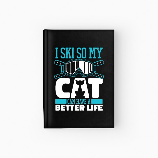Skiing Skier Cat Hardcover Journal