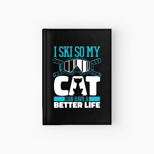 Skiing Skier Cat Hardcover Journal
