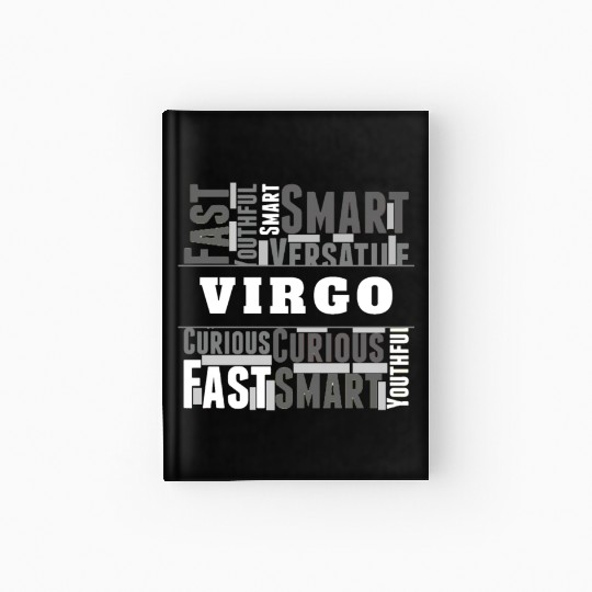 Virgo Zodiac Star Sign Word Cloud Square Monochrom Hardcover Journal