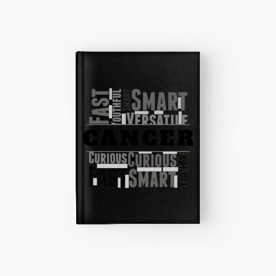 Cancer Zodiac Star Sign Word Cloud Square Monochro Hardcover Journal