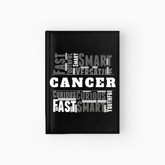 Cancer Zodiac Star Sign Word Cloud Square Monochro Hardcover Journal