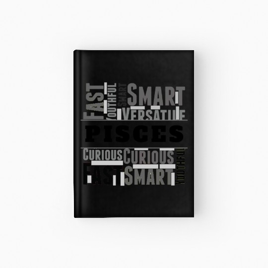 Pisces Zodiac Star Sign Word Cloud Square Monochro Hardcover Journal