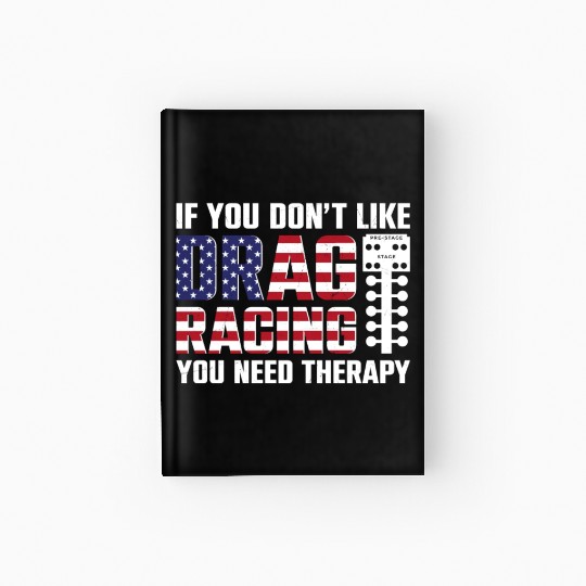 Drag Racing Race Car Flag Vintage Hardcover Journal