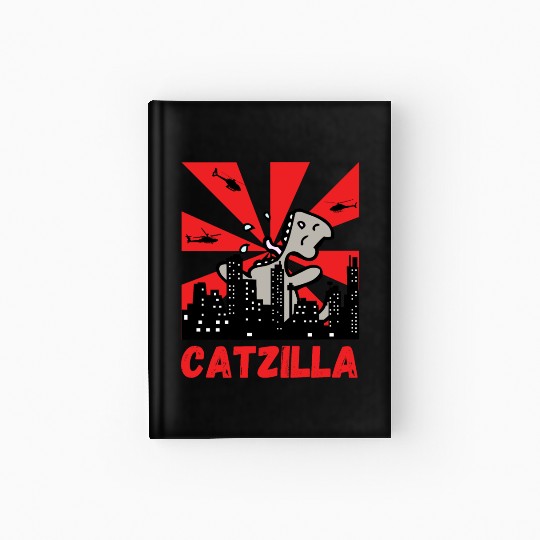 Catzilla funny cat Japanese Sunset Hardcover Journal