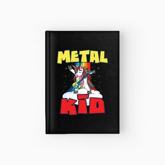Rock Sign Guitar Unicorn Rainbow Metal Kid Music Hardcover Journal
