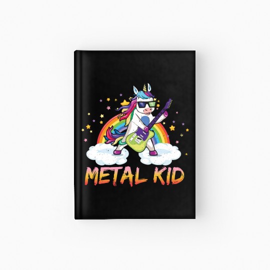 Metal Kid Music Guitar Unicorn Rainbow Heavy Rock Hardcover Journal