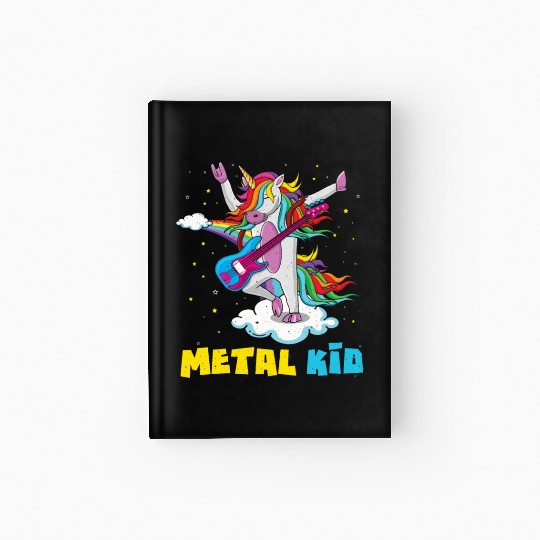Guitar Unicorn Rainbow Metal Kid Music Rock Sign Hardcover Journal
