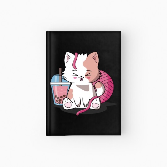 Chibi Boba Tea Cat Hardcover Journal