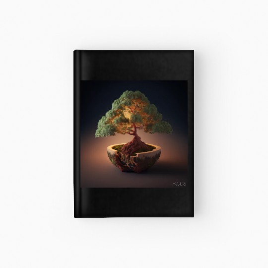 Cannabonsai - Bonsai Tree, Minimalist Cannabis Hardcover Journal