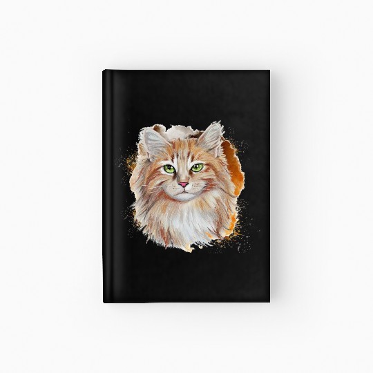 Watercolor Splash Beautiful Brown Cat Hardcover Journal