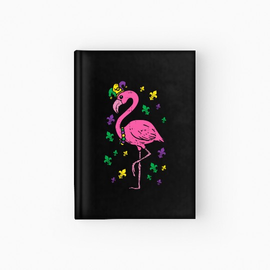 Jester Pink Flamingo Bird Animal Cute Mardi Gras C Hardcover Journal