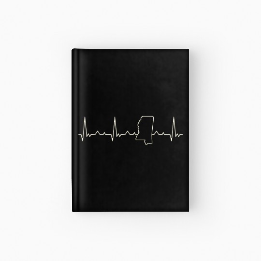 Mississippi State USA. Heart. Love. EKG. Pulse. Hardcover Journal
