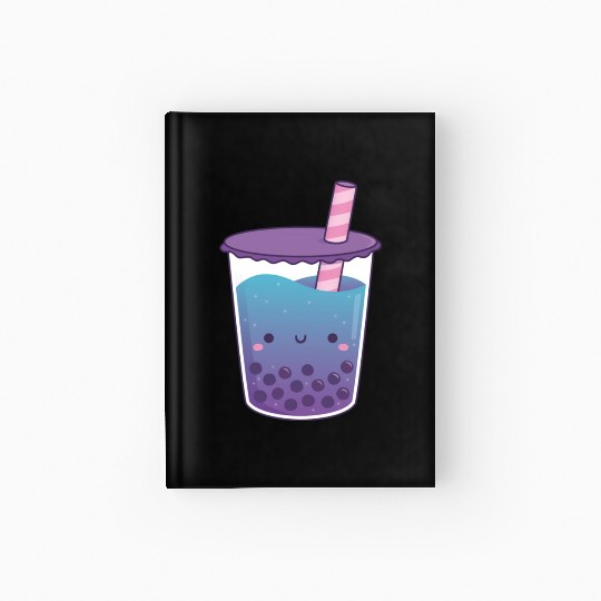 Cute Galaxy Butterfly Pea Flower Boba Tea Doodle Hardcover Journal