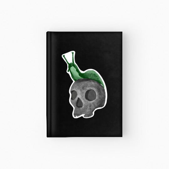 Green Snail on Skull Illustration Hardcover Journal